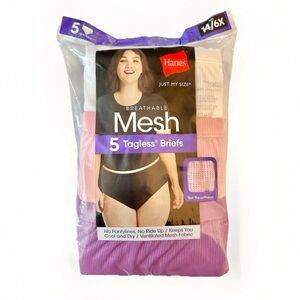 Hanes Women's Size 6X Breathable Mesh Briefs Underwear 5 Pack Curvy No Lines NWT